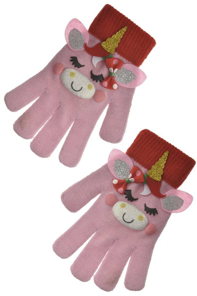 Unicorn Christmas Child Gloves Overhead_Flat
