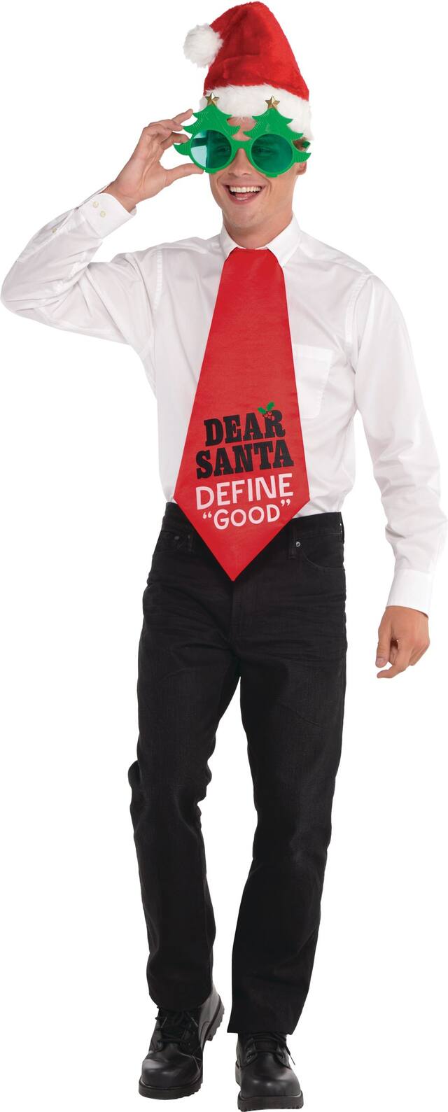 Christmas & Holiday Party Jumbo Fabric Reversible Tie Front_Flat