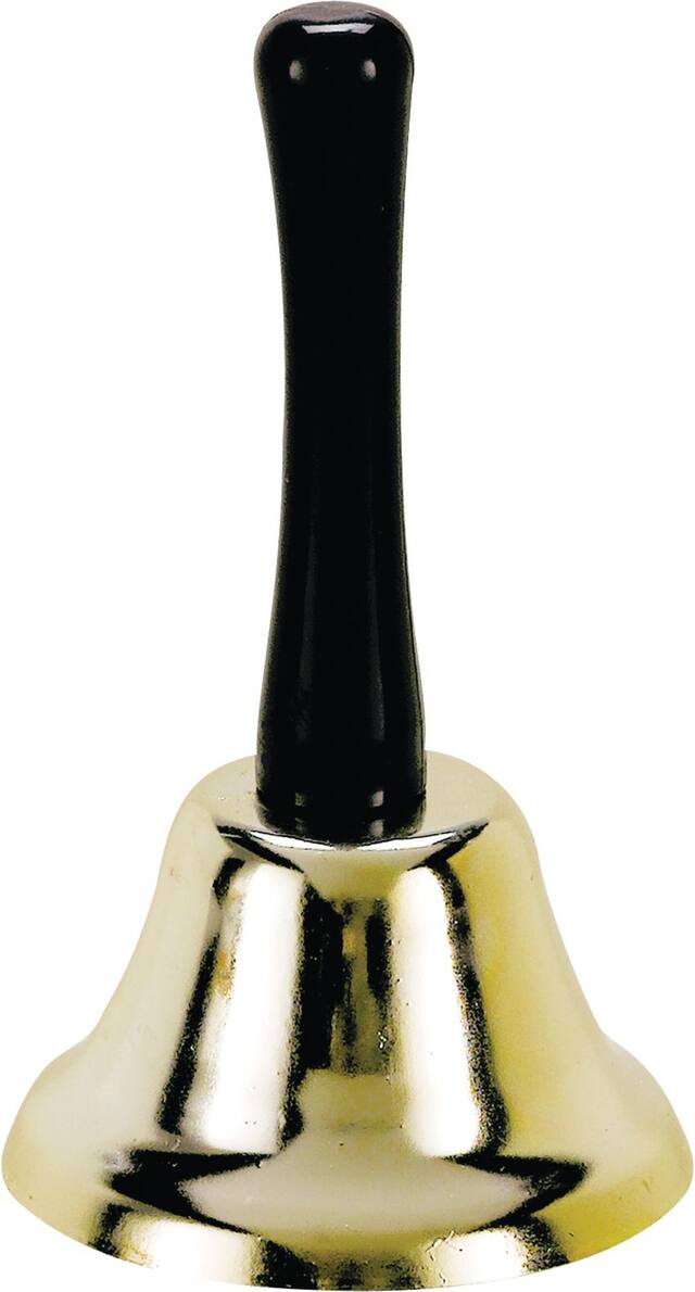 Santa Hand Bell Shaker, Gold/Silver, 5-in, for Christmas Front_Elevated