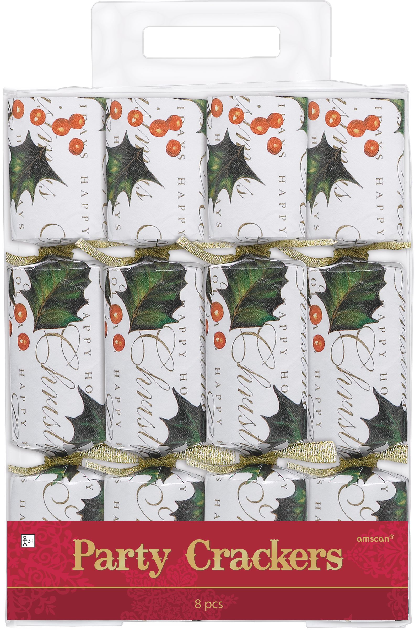 Holly Christmas Crackers, 8-pk Front_Flat