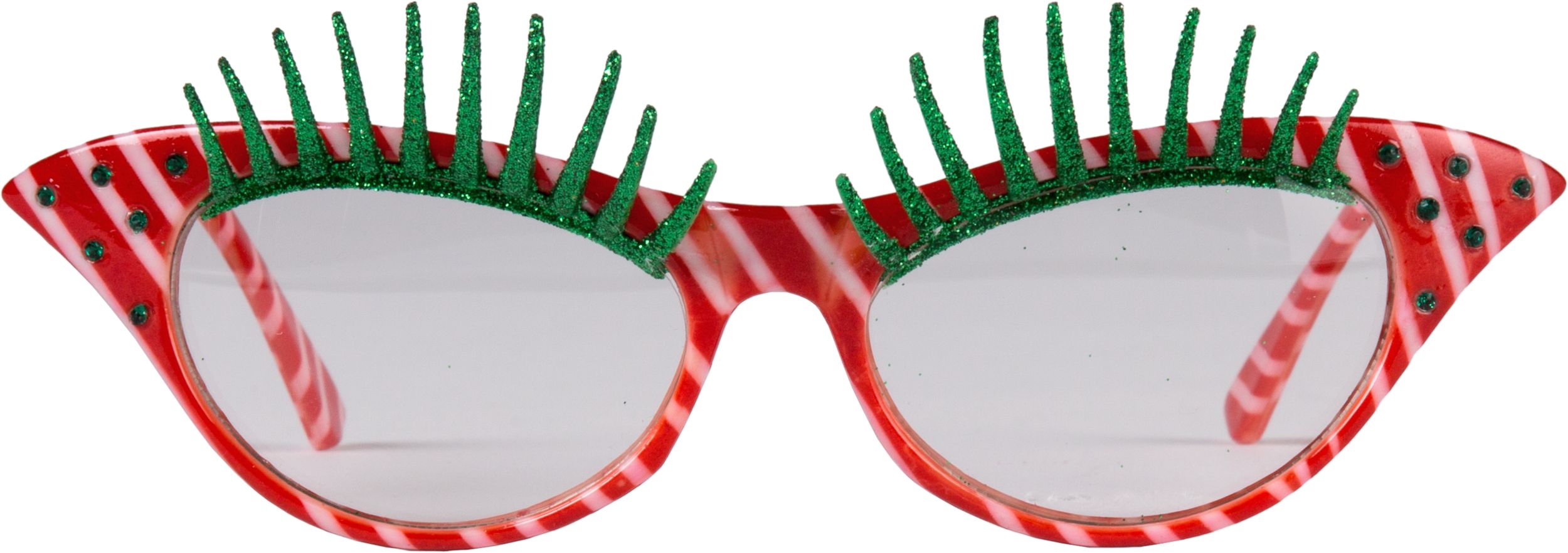 Candy Cane Eyelash Glasses Front_Flat