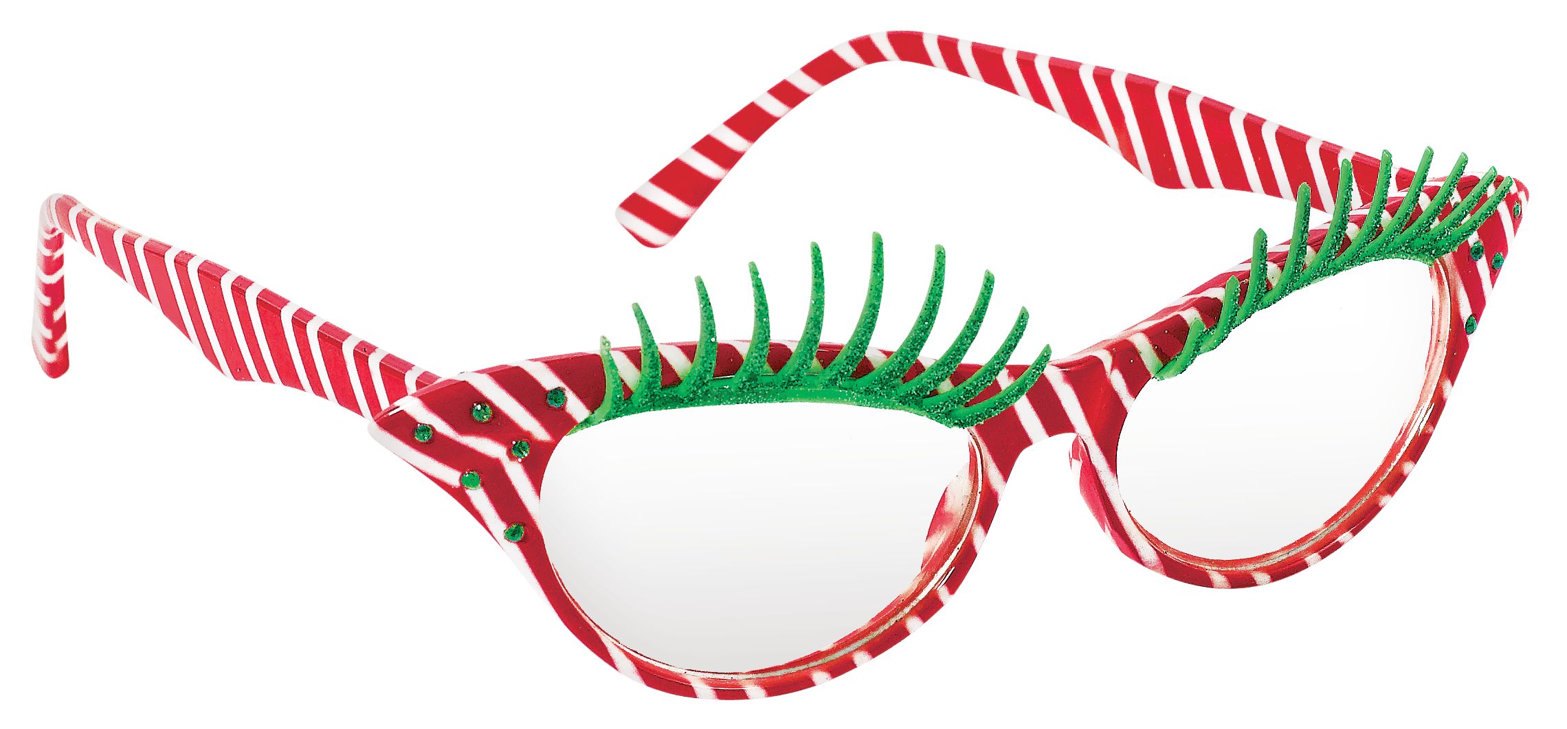 Candy Cane Eyelash Glasses Front_Angled_Right