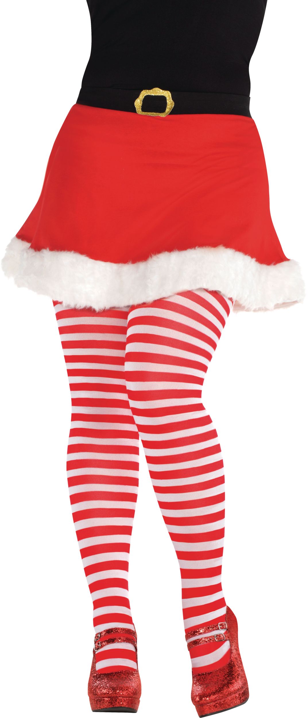 Red & White Striped Tights, Adult, Plus Size