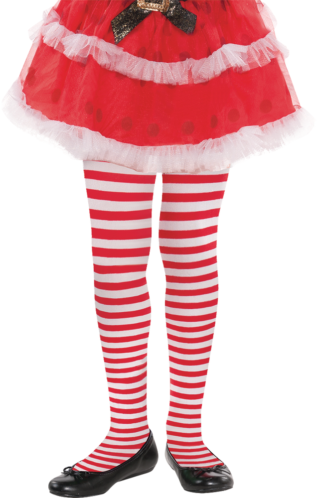 Kids Red and White Striped Tights