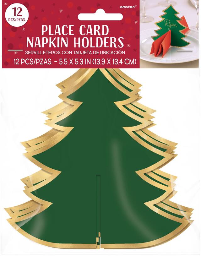 Christmas Tree Place Card Napkin Holders, 12-pk Front_Flat