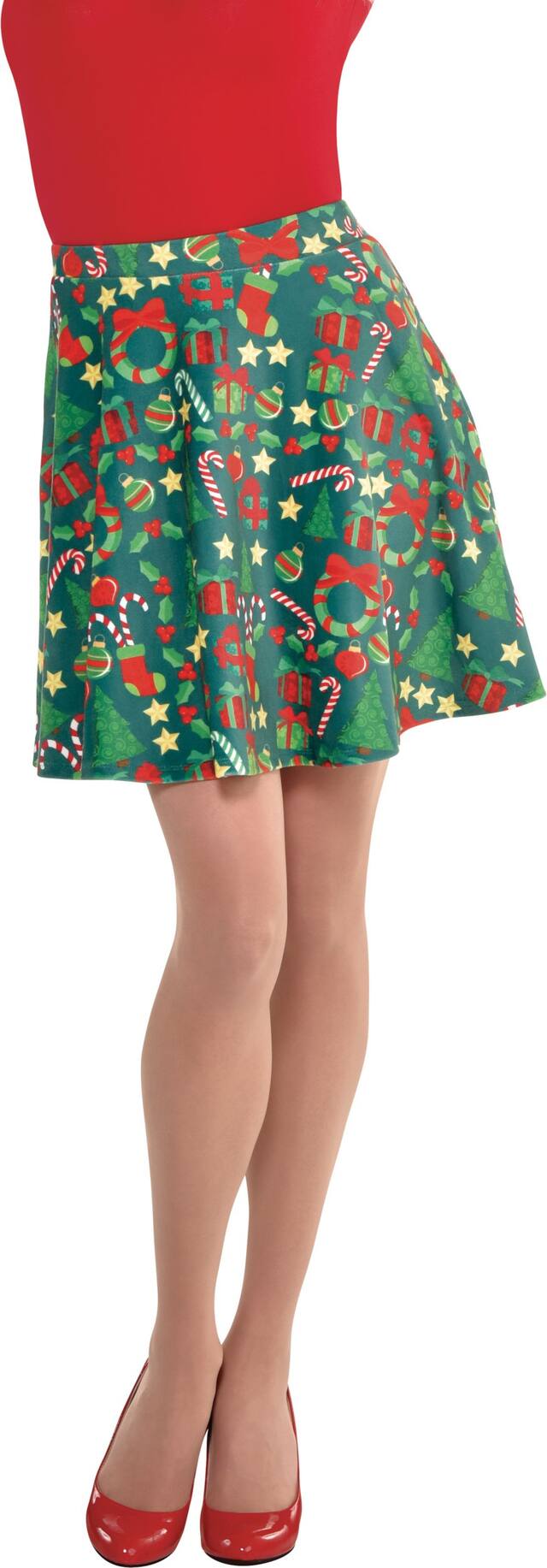 Colourful Christmas Adult Skirt Front_Flat