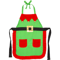 Elf Wearable Apron, Red/Green, One Size, for Christmas Front_Flat