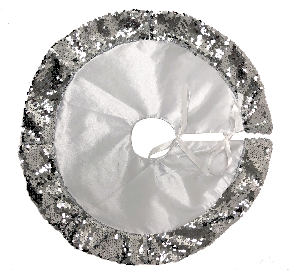 Silver Sequin Tree Skirt Party City
