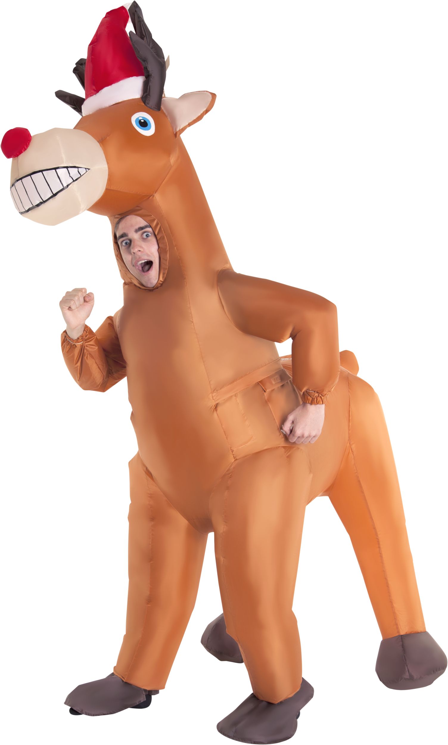 Adult Inflatable Christmas Reindeer Costume Front_Angled_Left