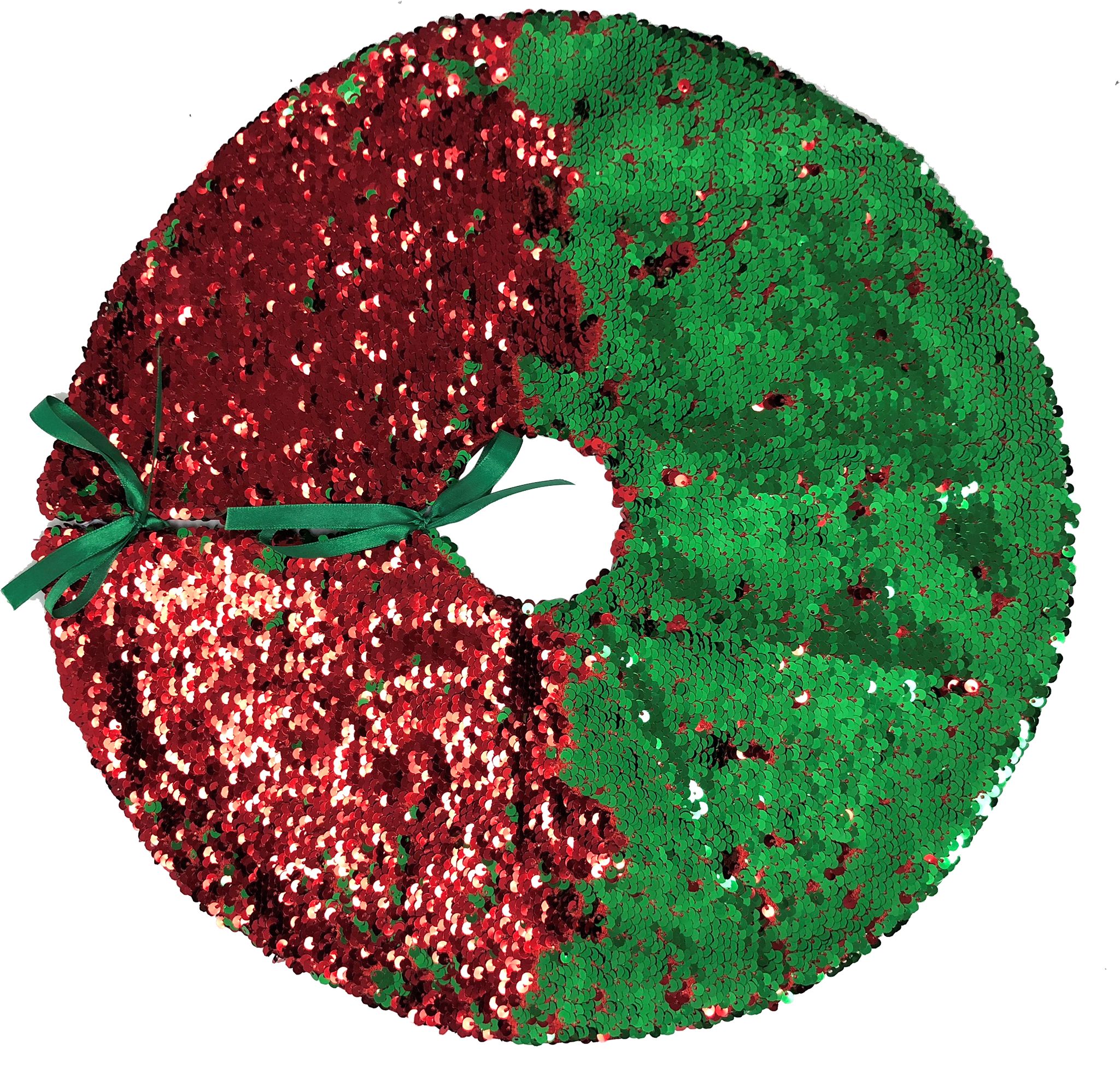 Cache-pied d’arbre réversible Magic Swipe vert et rouge Overhead_Flat