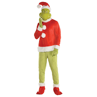 Adult Dr. Seuss The Grinch Costume, Red/Green, One Size, for Christmas/Halloween Front_Angled_Left