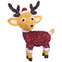 Renne de Noël scintillant 3D avec chapeau de père Noël Front_Flat