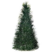 Christmas Tinsel Pine Tree Decoration, Small, 10-in Front_Flat
