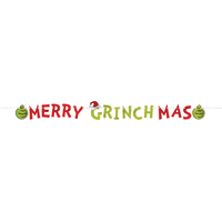Merry Grinchmas Foil Letter Banner, 12-ft x 6-in Front_Flat