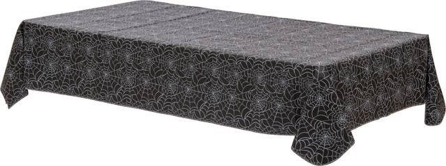 Spider Web Flannel-Backed Vinyl Table Cover Halloween Party Decoration Front_Angled_Left