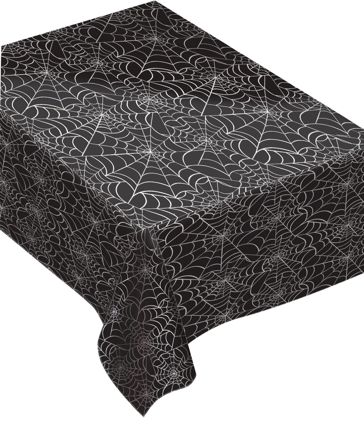 Toile d'araignée en vinyle avec envers en flanelle, décoration de fête d'Halloween Front_Angled_Left