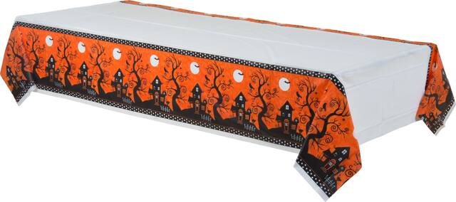 Frightfully Fancy Plastic Table Cover Front_Angled_Left