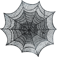 Spider Web Vinyl Reusable Placemat, Black, 18-in, for Halloween Overhead_Flat