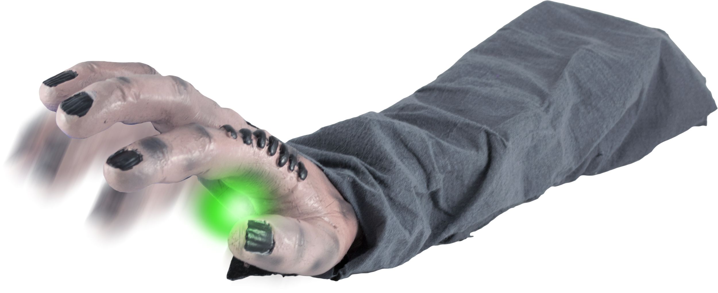 Zombie Animated Snapping Hand with Batteries, Grey, 5.5-in, Sound & Light Activated Indoor/Outdoor Decoration for Halloween Front_Angled_Left