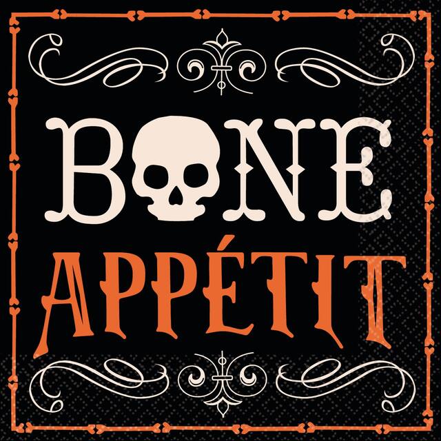 Bone Appetit Beverage Napkins, 16-pk Front_Flat