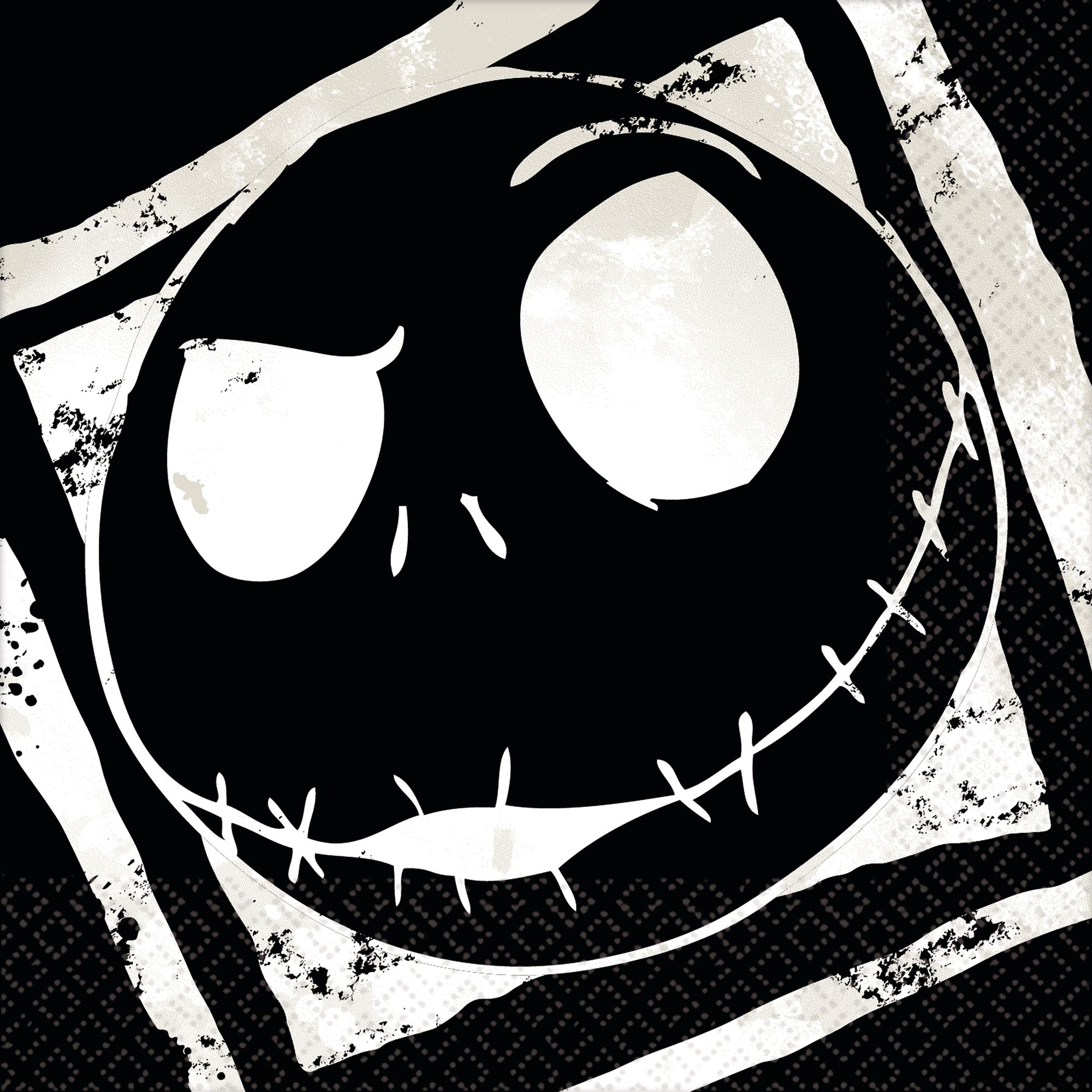 Disney The Nightmare Before Christmas Jack Skellington Square Paper Disposable Beverage Napkins, Black/White, 5-in, 16-pk, 2-ply, for Halloween Front_Flat