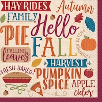 Fall Phrases Beverage Napkins, 16-pk Overhead_Flat