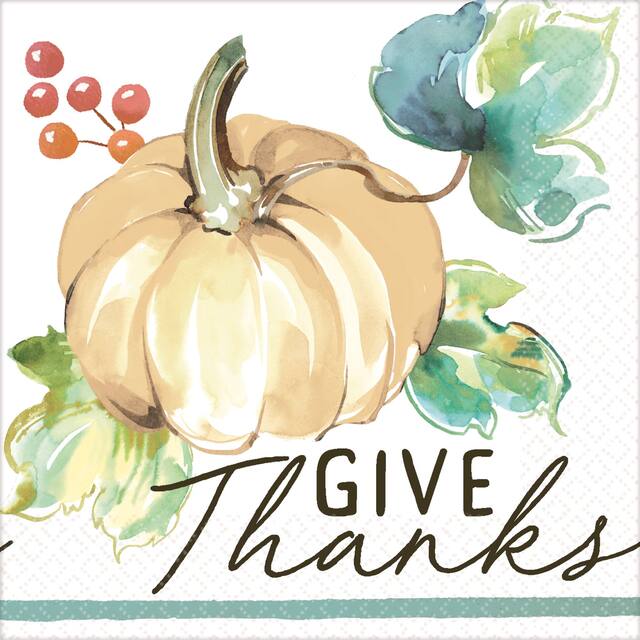 Painted Fall Beverage Paper Napkins, 16-pk Front_Flat