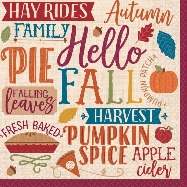 Fall Phrases Lunch Napkins, 16-pk Overhead_Flat