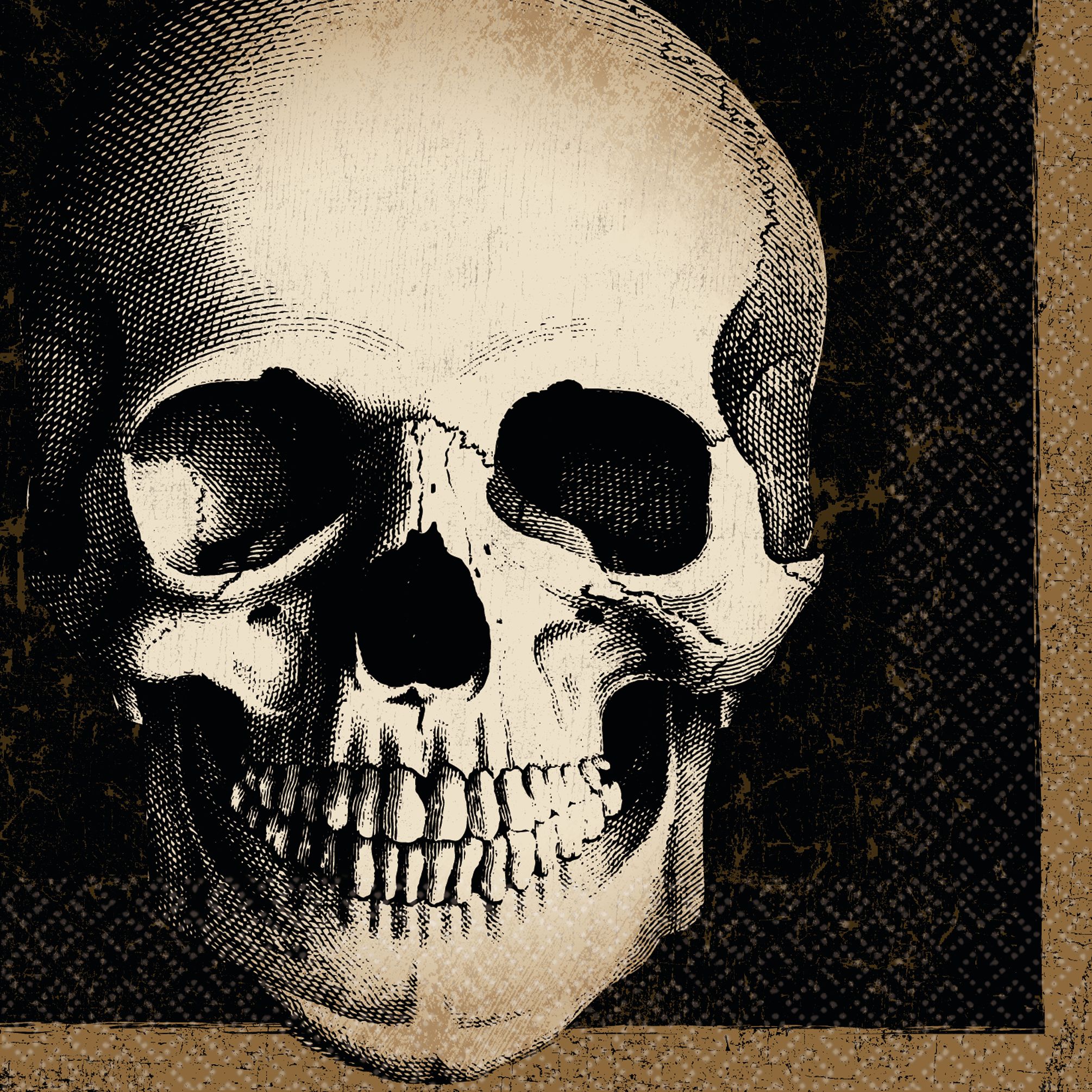 Serviettes à boissons en papier cimetière et crâne pour Halloween, paq. 125 Overhead_Flat