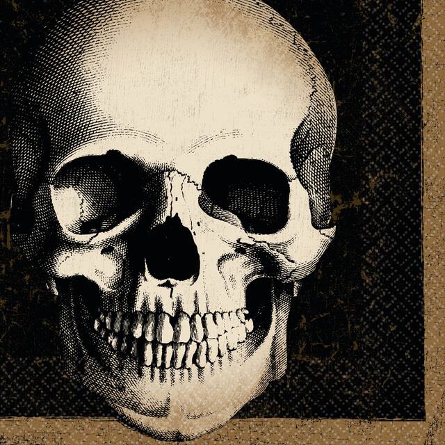 Serviettes à boissons en papier cimetière et crâne pour Halloween, paq. 125 Overhead_Flat