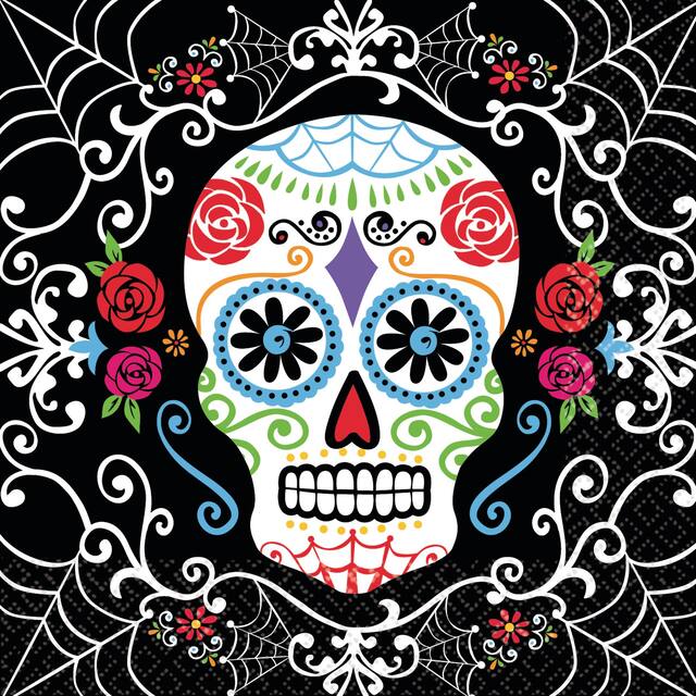 Day of the Dead Sugar Skull Beverage Napkins, 36-pk Front_Flat