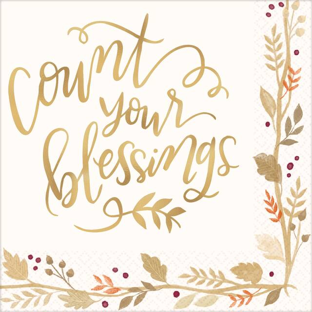 Serviettes pour boissons Count Your Blessings, paq. 36 Overhead_Flat