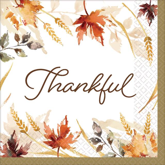 Serviettes de table pour boissons classiques pour l'Action de grâce, paq. 125 Front_Flat