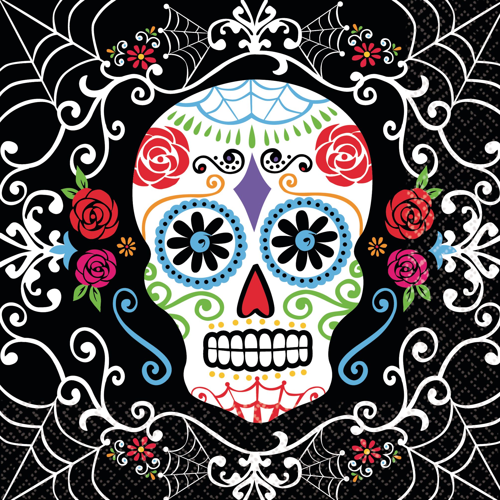 Day of the Dead Sugar Skull Lunch Napkins, 36-pk Front_Flat