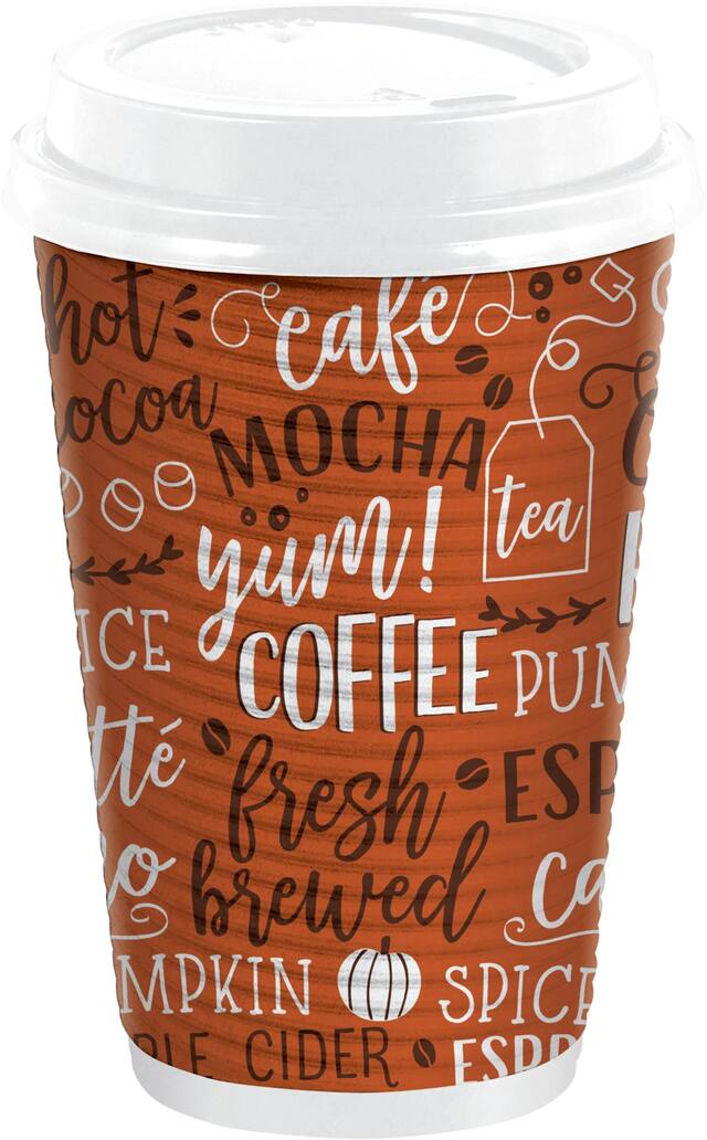 Pumpkin Spice Coffee Cups with Lids, 8-pk Front_Elevated