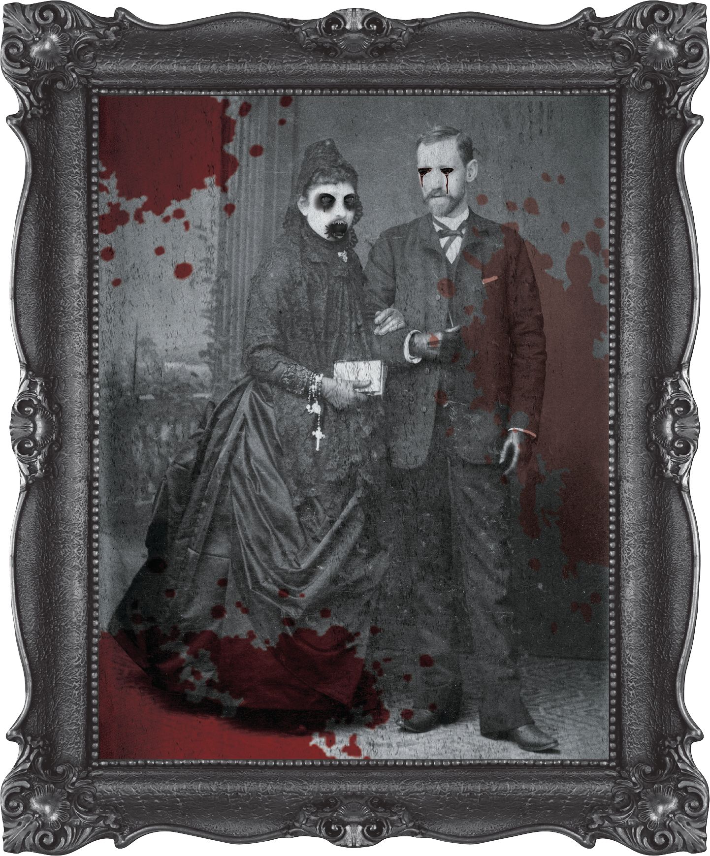 Découpes de cadres et de photos, noir/blanc, 9 po, paq. 30, décorations d'intérieur pour Halloween Front_Flat