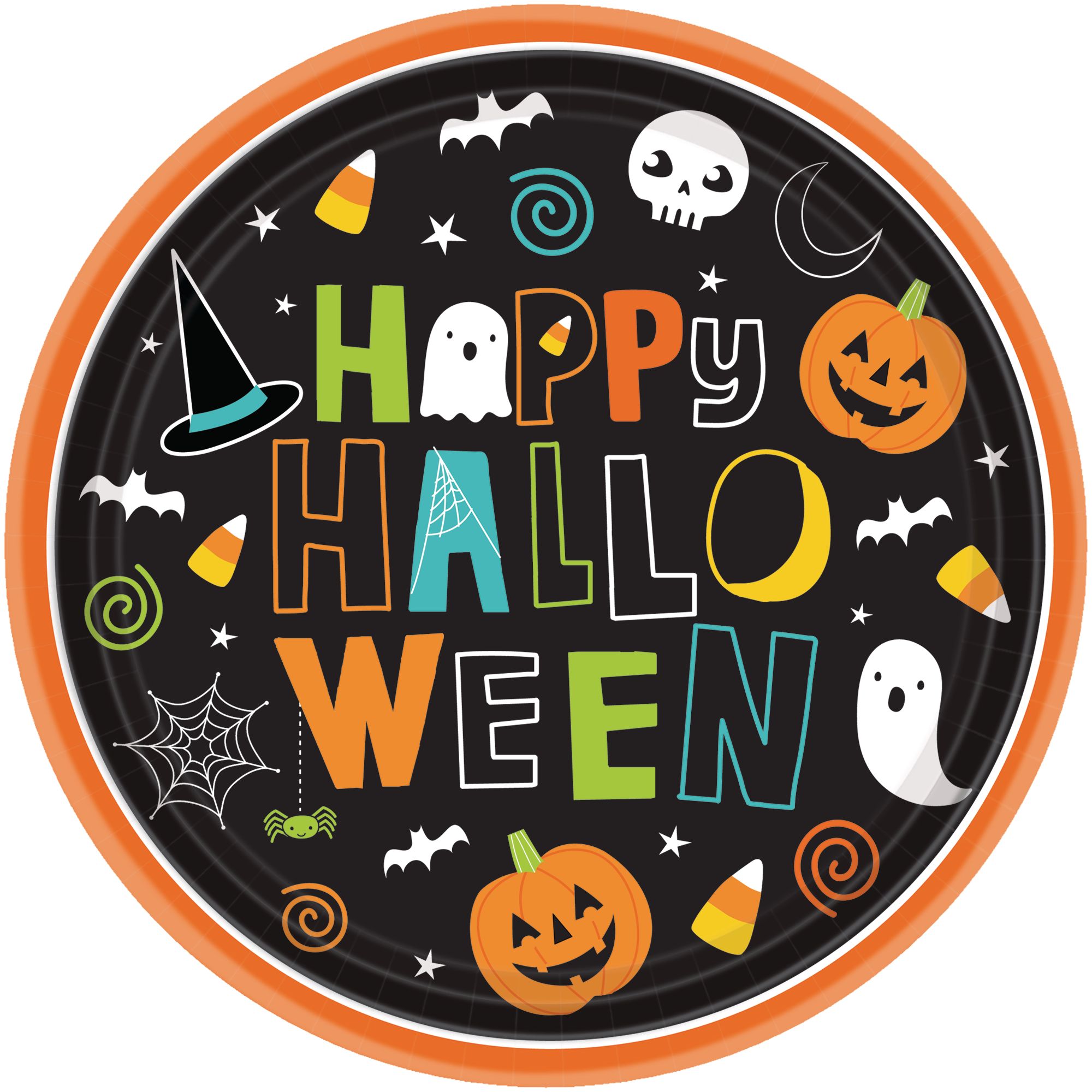 Happy Halloween Round Lunch Plates, 60-pk Front_Flat