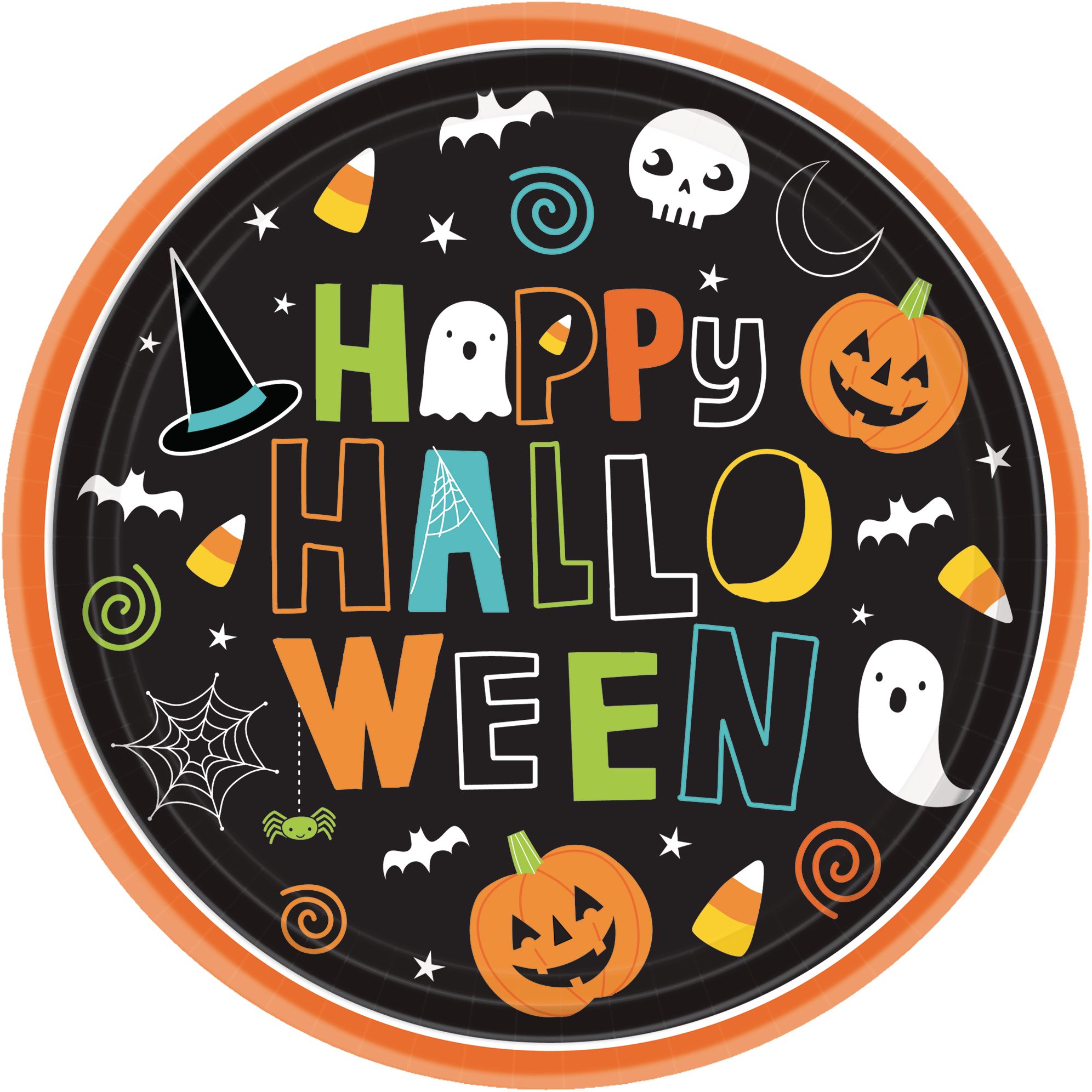 Happy Halloween Round Lunch Plates, 60-pk Front_Flat
