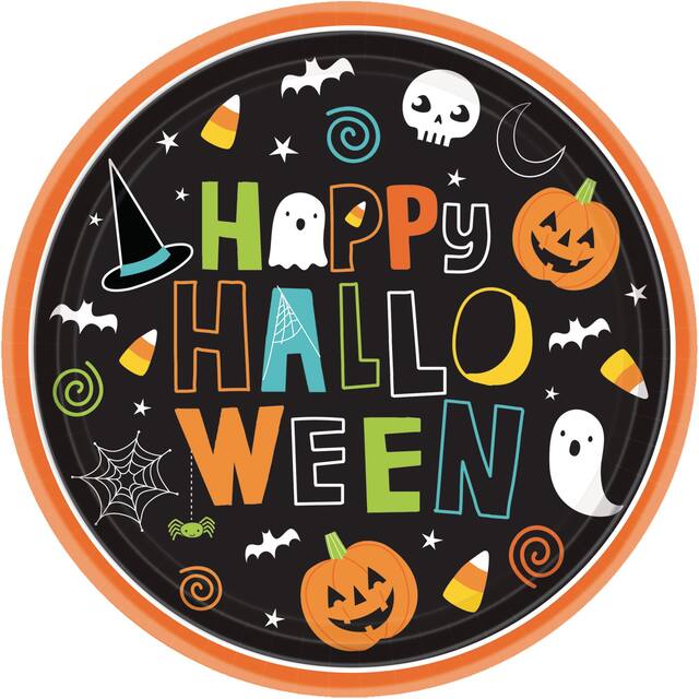 Happy Halloween Round Lunch Plates, 60-pk Front_Flat
