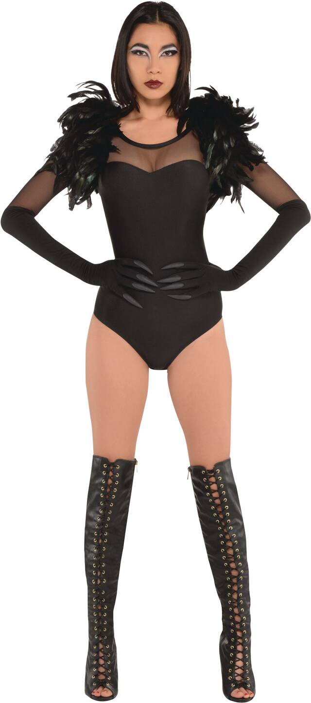 Adult Dark Raven Feather Cape Front_Flat