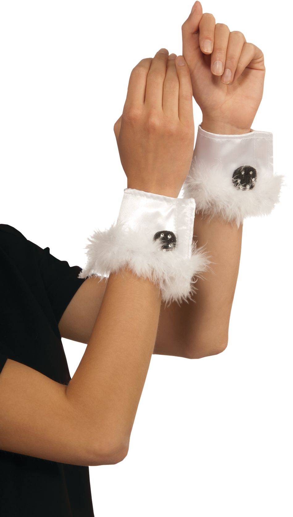 Manchettes de lapin en marabout, blanc, taille unique, accessoire de costume à porter pour l'Halloween Composite_or_Mixed