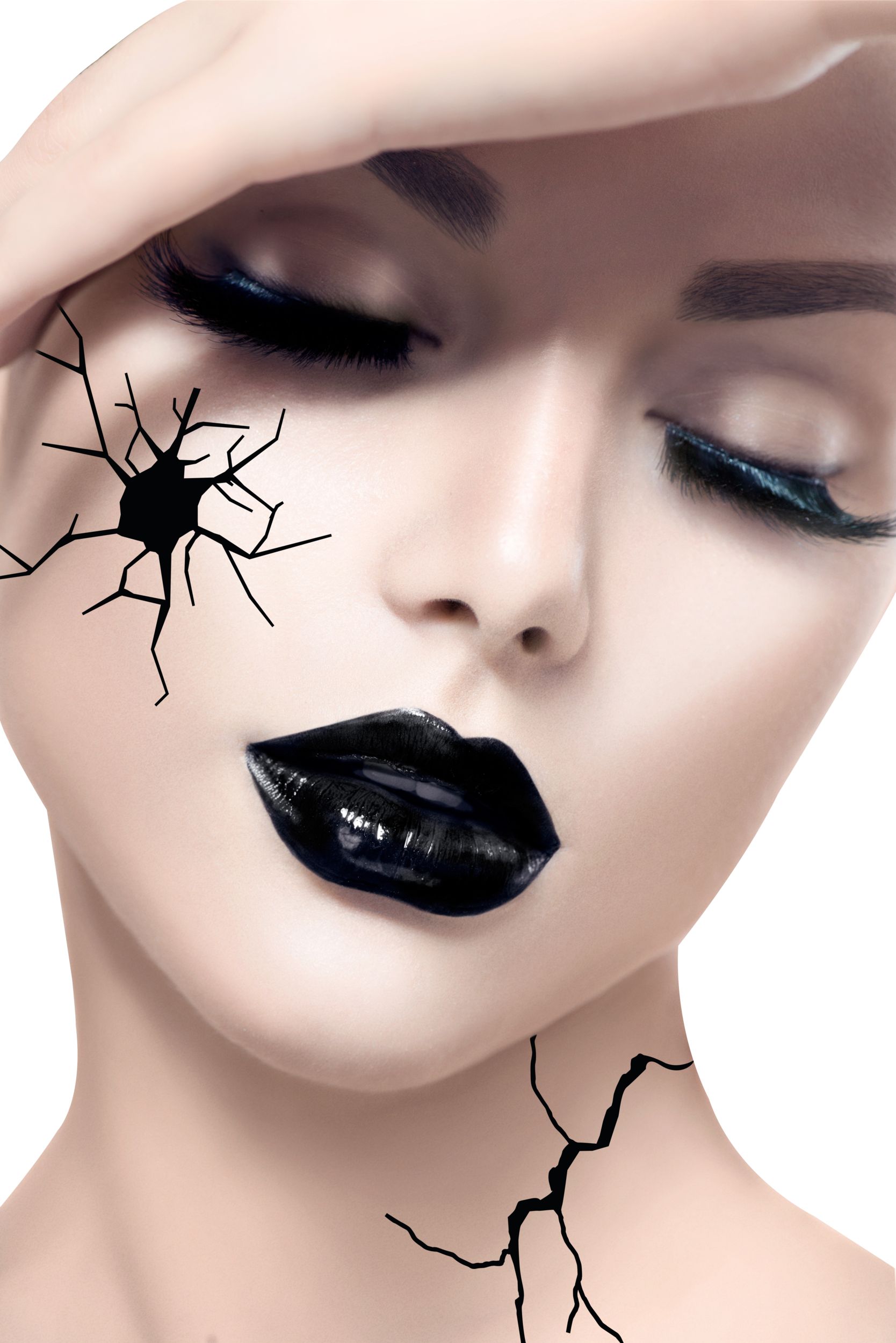 Broken Doll Face Tattoo Kit, 2 Sheets Front_Flat