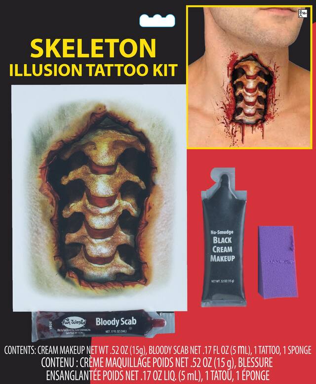 Skeleton Illusion Tattoo Kit, 4-pc Front_Flat