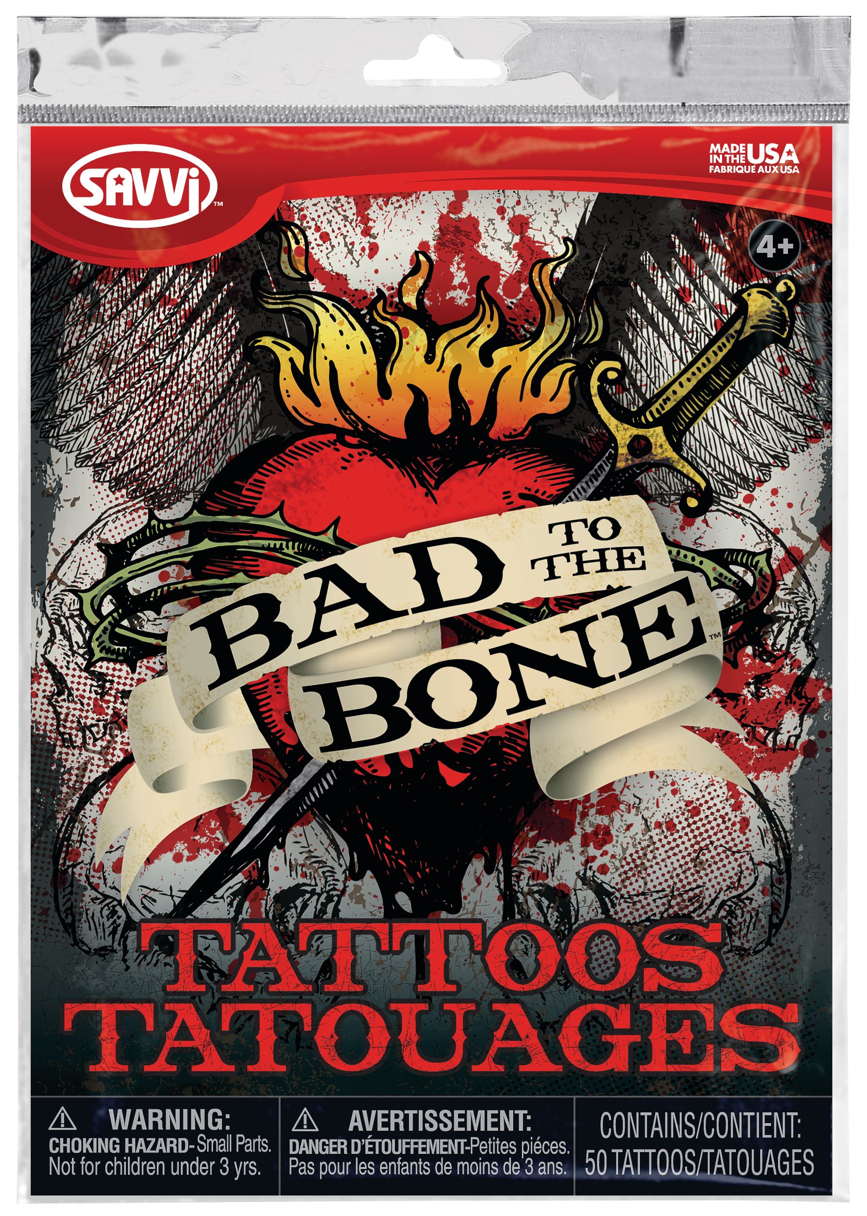 Halloween Bad to the Bone Tattoos, 35-pc Front_Flat