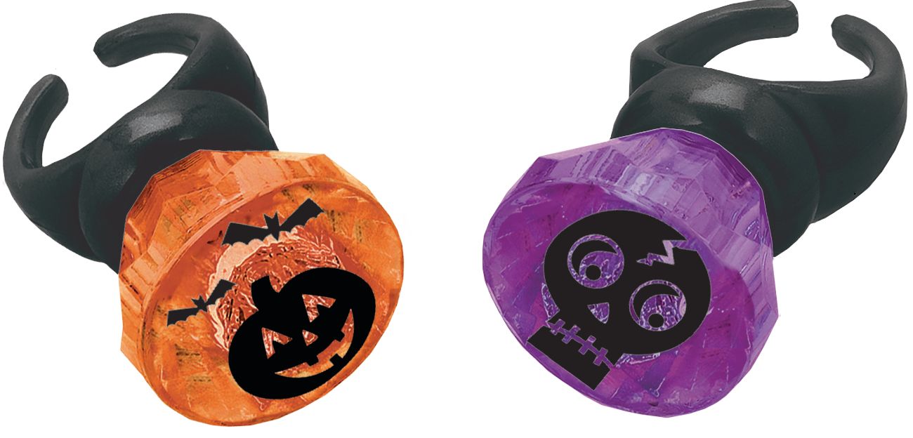 Skull Light-Up Ring Favour with Battery, Purple, 1-in, for Halloween Composite_or_Mixed