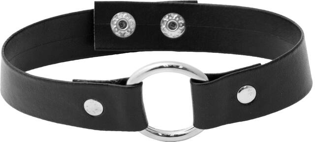 O-Ring Choker Leather Necklace, Black, One Size, Wearable Costume Accessory for Halloween Front_Elevated