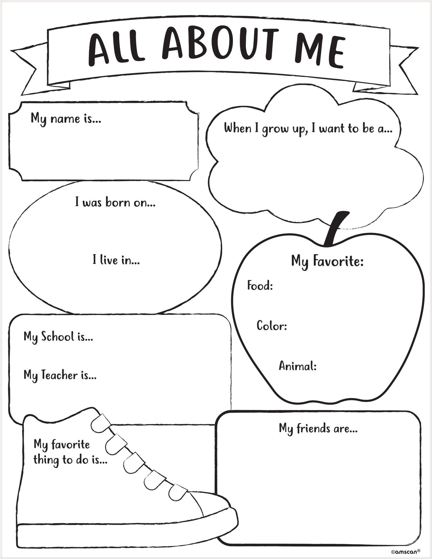 All About Me Activity Sheets, 30-pk Front_Flat