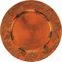 Fall Embossed Round Plastic Charger, Orange, 14-in Overhead_Flat