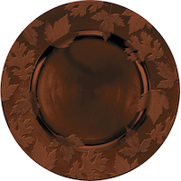 Brown Embossed Round Plastic Charger Overhead_Flat