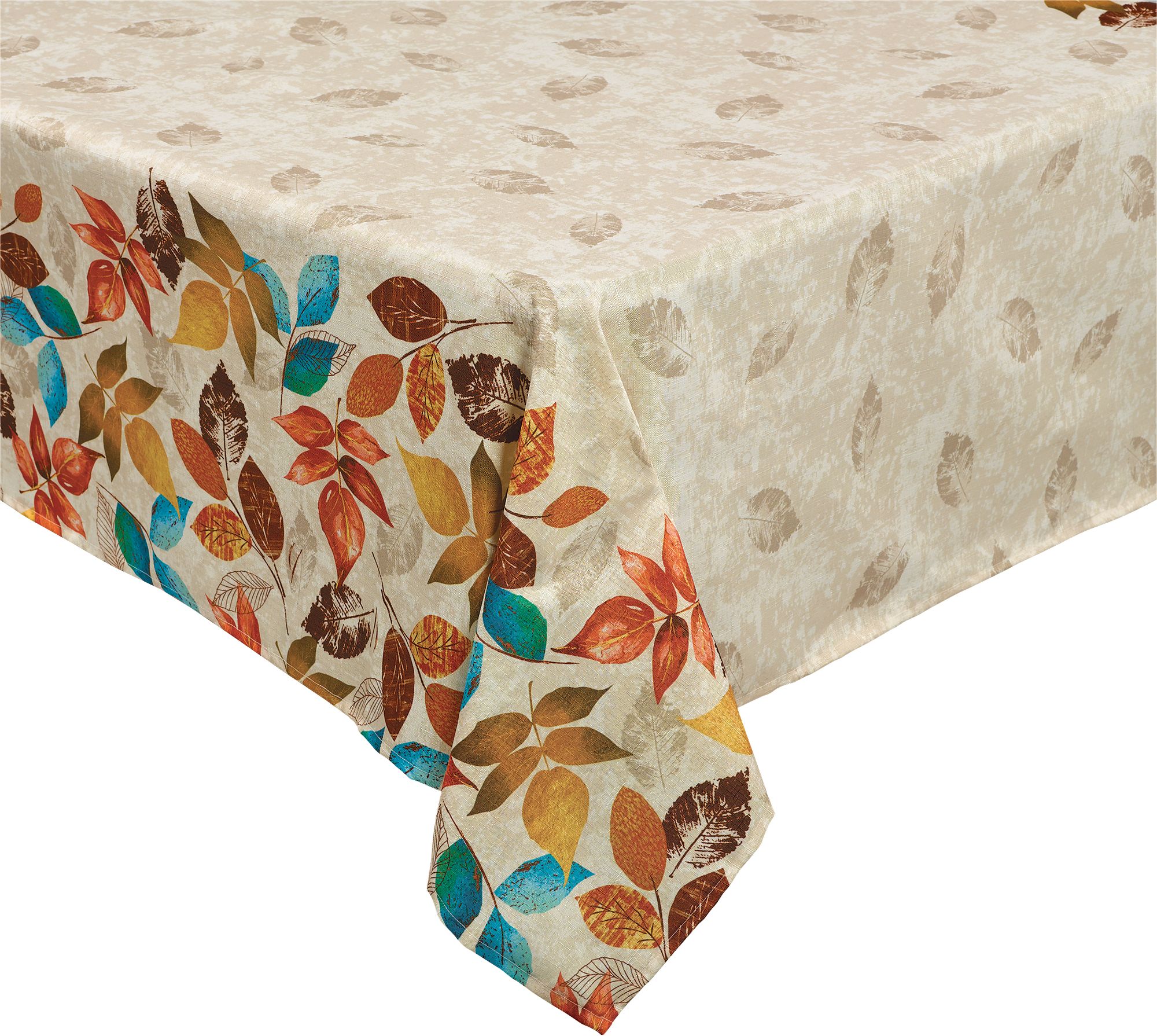 Nappe en tissu avec motifs de feuilles tombantes CloseUp